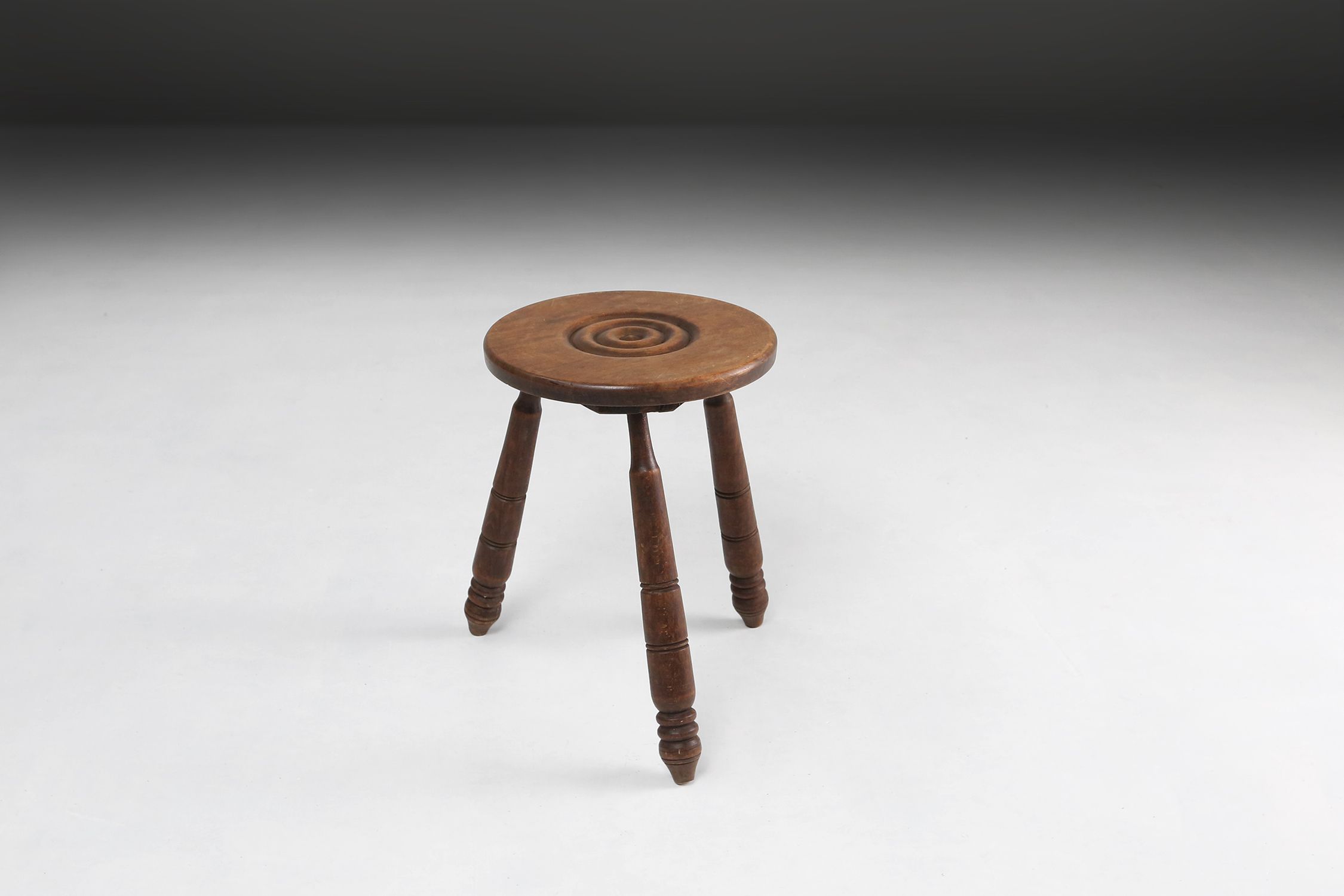 Pair of Vintage low Brutalist tripod Stools, Belgium, 1960sthumbnail